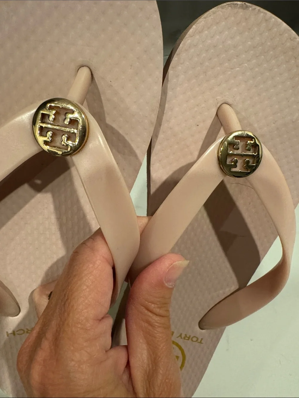 Tory Burch Blush Pink Logo Thong Sandals
